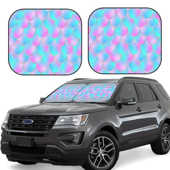 Easygdp Purple Dragon Scales 2 Pcs Windshield Sun Shade,Foldable Car Front Window Sun Shade Protection,Blocks Heat And Sunlight,Car Interior Accessories - Small