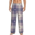 thumbnail image 1 of Easygdp Purple Floral Gingham Check Plaid Men's Pajama Pant, Sleep Elastic Waistband Lounge Pants - Large, 1 of 9