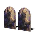 thumbnail image 1 of Easygdp Purple Flower Lazy Cat 2 Pcs Bookend Large Capacity Office Book Ends for Home Office Library School Study Decoration, 1 of 8
