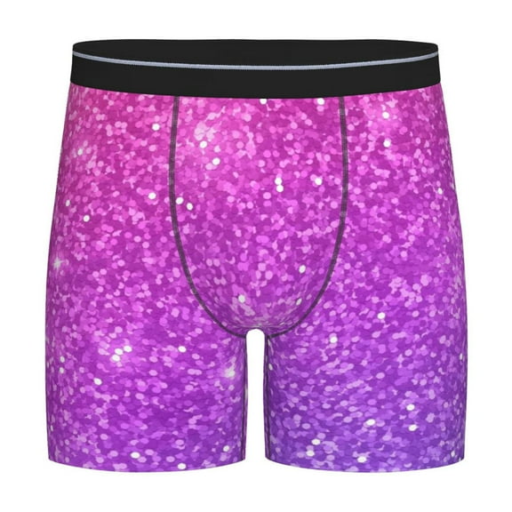 Easygdp Purple Glitter Men's Boxer Briefs Men’s Underwear Boxer Briefs for Men
