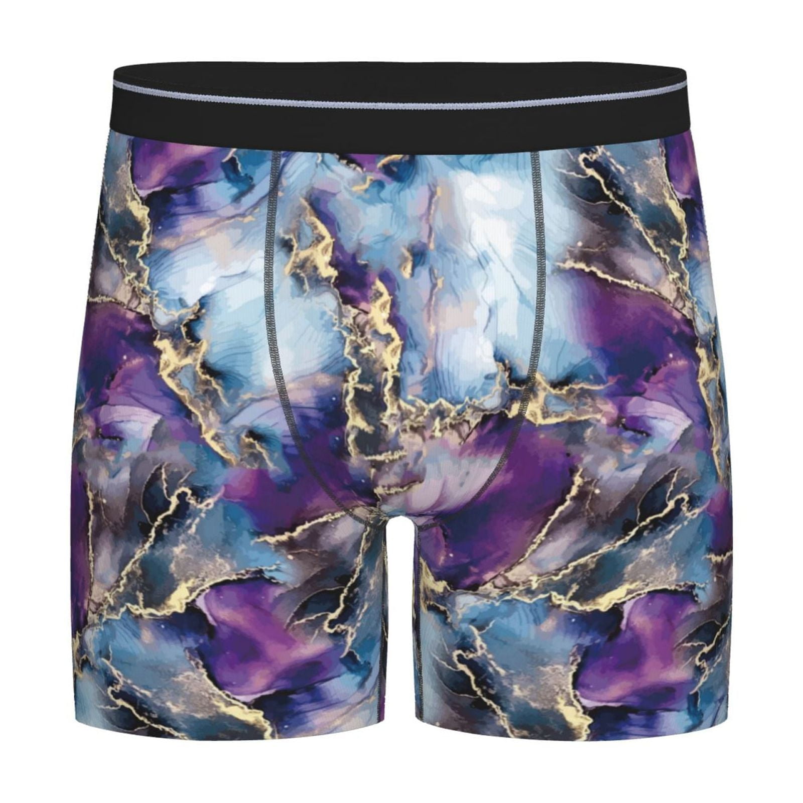 Easygdp Purple Marble Texture Men's Boxer Briefs Men’s Underwear Boxer ...