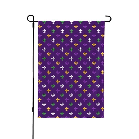 Easygdp Purple Mardi Gras Garden Flag Yard Flag Welcome Flag, Double-Sided, Weather Resistant for Outdoor Decor - 28"x40"
