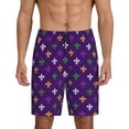 thumbnail image 1 of Easygdp Purple Mardi Gras Men's Short Pajama Pants, Sleep Shorts, Household Pants, Casual Pants with Pockets - 3X-Large, 1 of 9