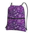 thumbnail image 1 of Easygdp Purple Snowflakes Drawstring Backpack Gym Bag,Sport Gym Sackpack,Gym Sack with Side Pocket for Men Women, 1 of 6