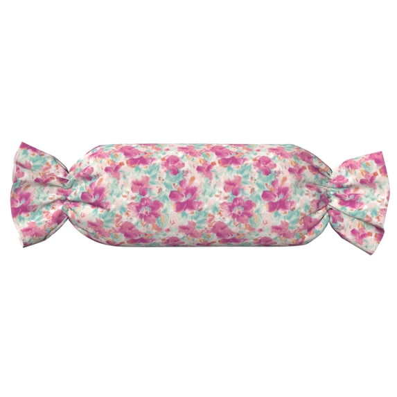 Easygdp Purple Watercolor Flowers Candy Pillow Cylindrical Pillows Sofa Pillow Neck Hand Support Pillows Lumbar Pillows Including Insert