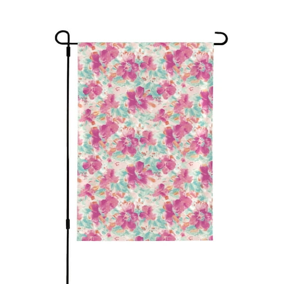 Easygdp Purple Watercolor Flowers Garden Flag Yard Flag Welcome Flag, Double-Sided, Weather Resistant for Outdoor Decor - 12.5"x18"