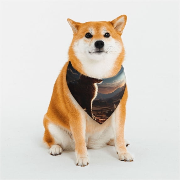 Easygdp Pyramid Desert Cat Premium Dog Bandanas Triangle Scarf, Suitable for Small, Medium, and Large Dogs, Dog Pet Apparel.-Medium