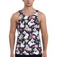 thumbnail image 1 of Easygdp Rabbit And Rose Men's Tank Top, Sleeveless Muscle T Shirts, Breathable, Quick-Dry, Loose for Gym, Running, Fitness - Small, 1 of 9