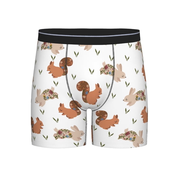 Easygdp Rabbit And Squirrel Men's Boxer Briefs Men’s Underwear Boxer Briefs for Men