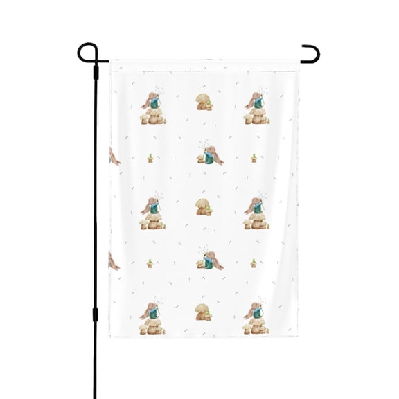 Easygdp Rabbit Blowing Dandelions Garden Flag Yard Flag Welcome Flag, Double-Sided, Weather Resistant for Outdoor Decor - 28"x40"