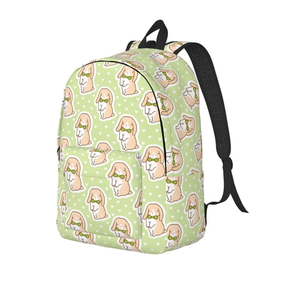 Easygdp Rabbit With Tie Durable Canvas Laptop Backpack,Water-Resistant,Adjustable Shoulder Strap,Large Capacity,Lightweight, Fits 15-17in Laptops for School,Work,Travel-Medium