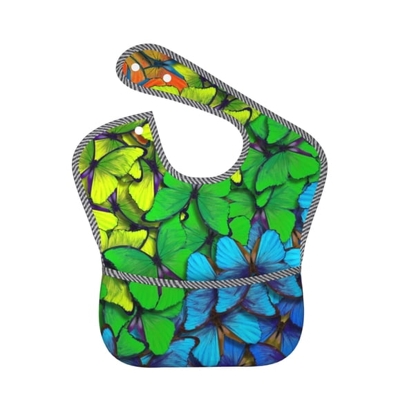 Easygdp Rainbow Butterflies Bibs For Babies, Baby Bibs for Eating, Toddler Bibs, Waterproof Bibs, Feeding Bibs, for Toddlers, Boys, Girls