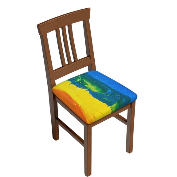 Easygdp Rainbow Colored Square Chair Cushion Cover Stretch Chair Seat Covers Removable Washable for Hotel, Bedroom, Office