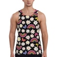 thumbnail image 1 of Easygdp Rainbow Flowers Men's Tank Top, Sleeveless Muscle T Shirts, Breathable, Quick-Dry, Loose for Gym, Running, Fitness - Small, 1 of 9