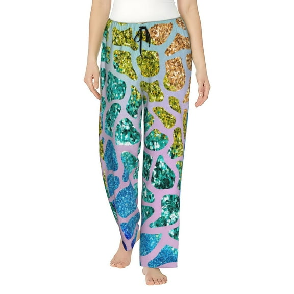 Easygdp Rainbow Glitter Women's Drawstring Pajama Pants | Lounge Joggers Sweatpants | Comfy Sleepwear | Yoga Pants-X-Large