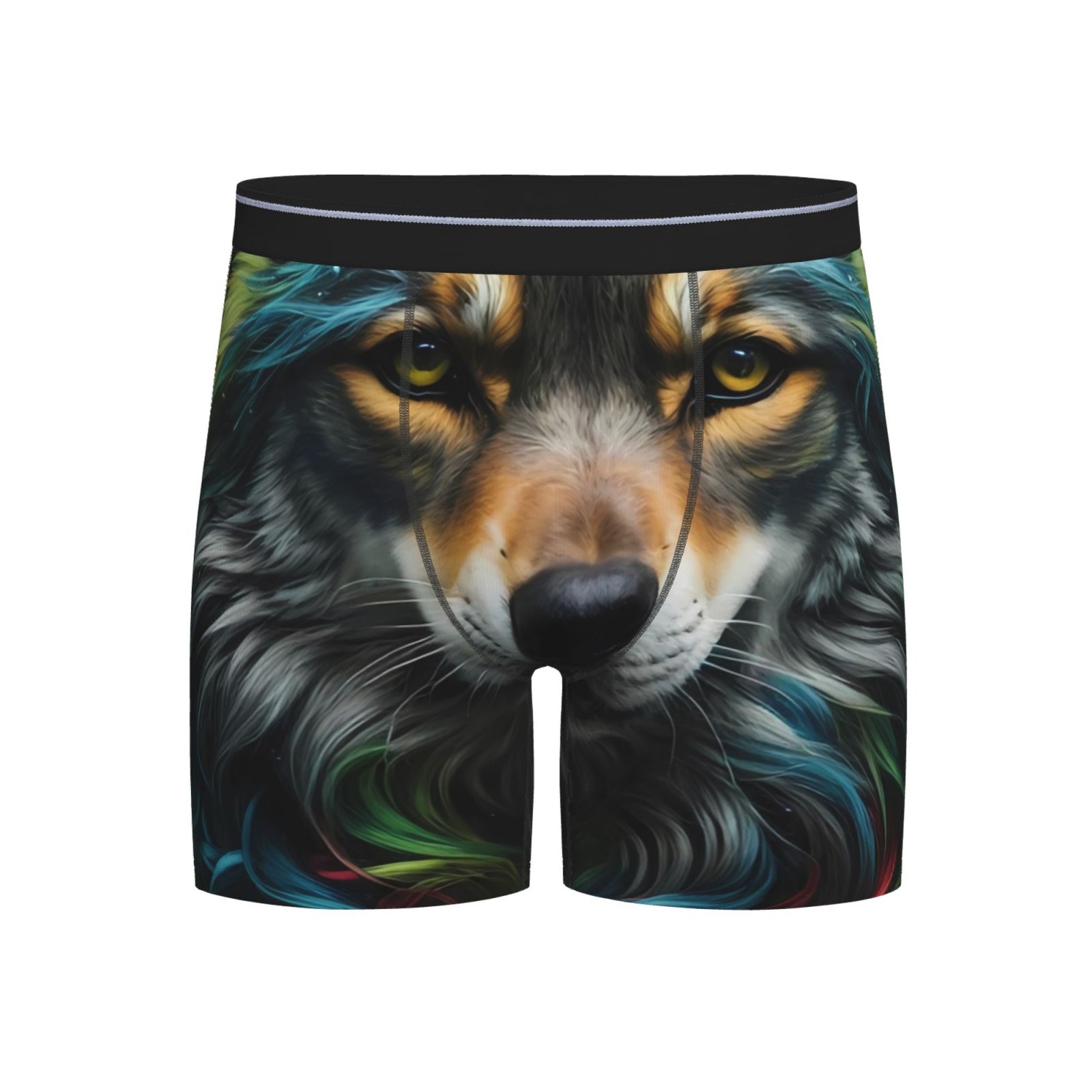 Easygdp Realistic Style Colorful Wolf Men s Boxer Briefs Men s 