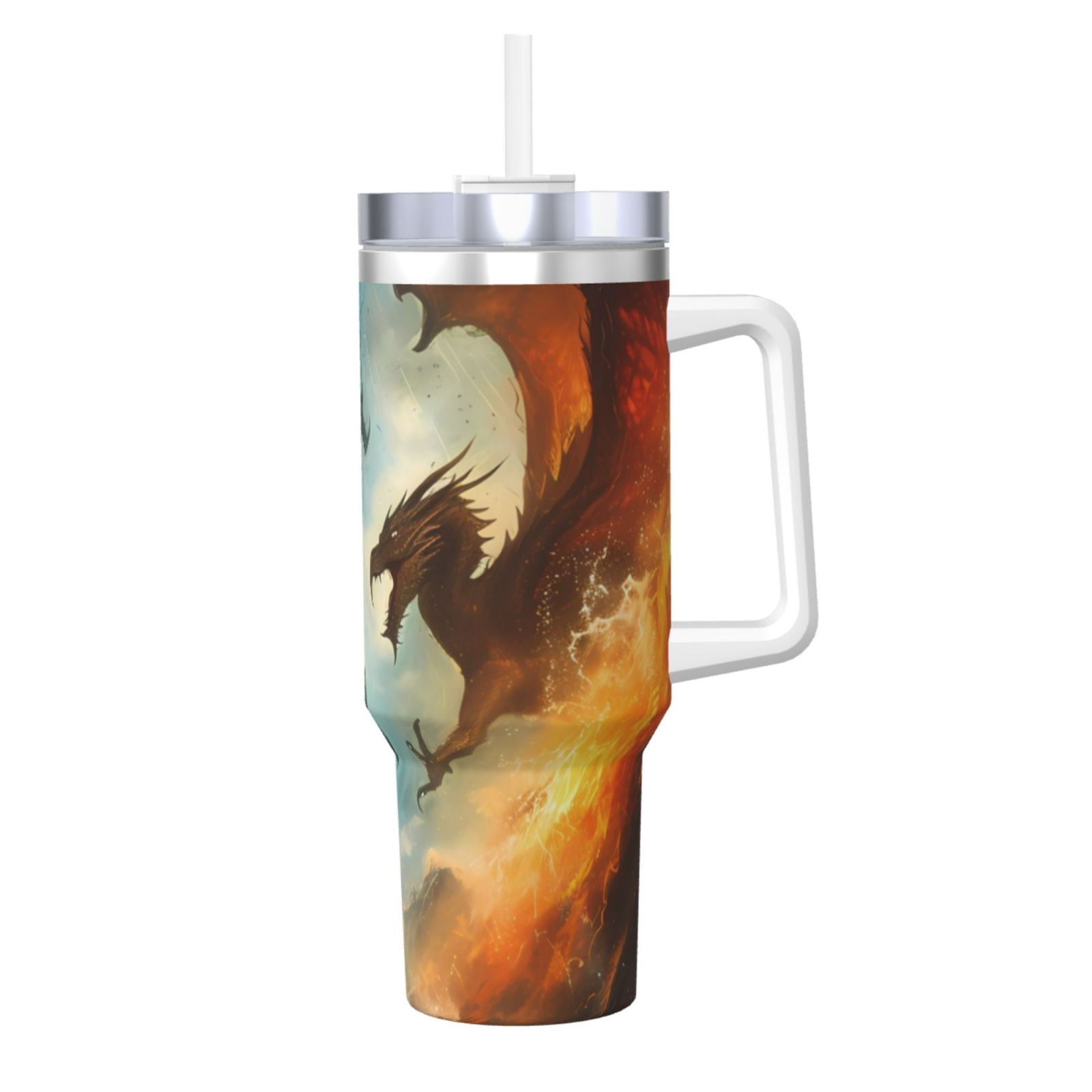 Easygdp Red And Blue Flame Wave Dragon Insulated Stainless Steel Hot