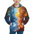 thumbnail image 1 of Easygdp Red And Blue Flame Waves Boys Hoodie Kids Sweatshirt Youth Pullover With Hood-Medium, 1 of 6