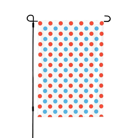 Easygdp Red Blue Polka Dots Garden Flag Yard Flag Welcome Flag, Double-Sided, Weather Resistant for Outdoor Decor - 12.5"x18"