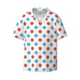 thumbnail image 1 of Easygdp Red Blue Polka Dots Men's Casual Short-sleeved Shirt with Pocket and Button Suitable for Beach Vacation Leisure - XX-Large, 1 of 7