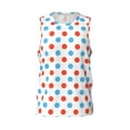 thumbnail image 1 of Easygdp Red Blue Polka Dots Men's Mesh Basketball Jersey Quick Drying Sleeveless Shirts Fitted Muscle Tank Tops Sport Round Neck T-Shirt - XX-Large, 1 of 9