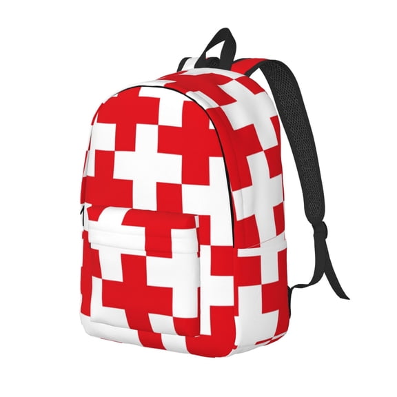 Easygdp Red Cross 1 Durable Canvas Laptop Backpack,Water-Resistant,Adjustable Shoulder Strap,Large Capacity,Lightweight,Fits 15-17in Laptops for School, Work, Travel-Small