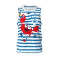 thumbnail image 1 of Easygdp Red Funny Crab on Blue Stripe Men's Mesh Basketball Jersey Quick Drying Sleeveless Shirts Fitted Muscle Tank Tops Sport Round Neck T-Shirt - XX-Large, 1 of 9