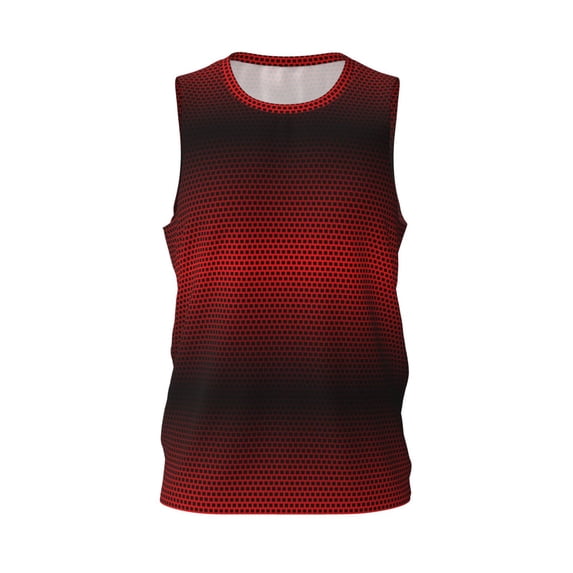 Easygdp Red Geometric Men's Mesh Basketball Jersey Quick Drying Sleeveless Shirts Fitted Muscle Tank Tops Sport Round Neck T-Shirt - Small