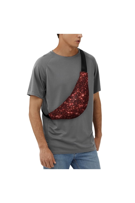 Red Glitter Texture Fanny Pack for Men Women,Fashion Waist Packs,Travel Hiking Chest Bag Daypack