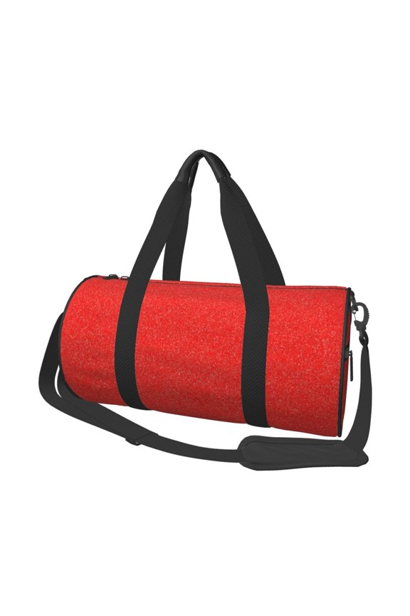 Red Glitter Travel Bag, Camping, Weekend, Carry On Overnight Duffel Bag with Shoulder Strap