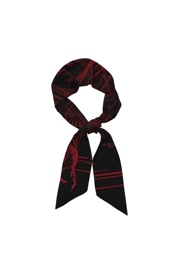 Red Gothic Skeleton Throne Neck Scarf Printed Scarves Head for Women'S Fashion Satin Scarfs For Bag Hair for Dating, Travel