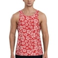 thumbnail image 1 of Easygdp Red Hibiscus Flower Men's Tank Top, Sleeveless Muscle T Shirts, Breathable, Quick-Dry, Loose for Gym, Running, Fitness - Small, 1 of 9