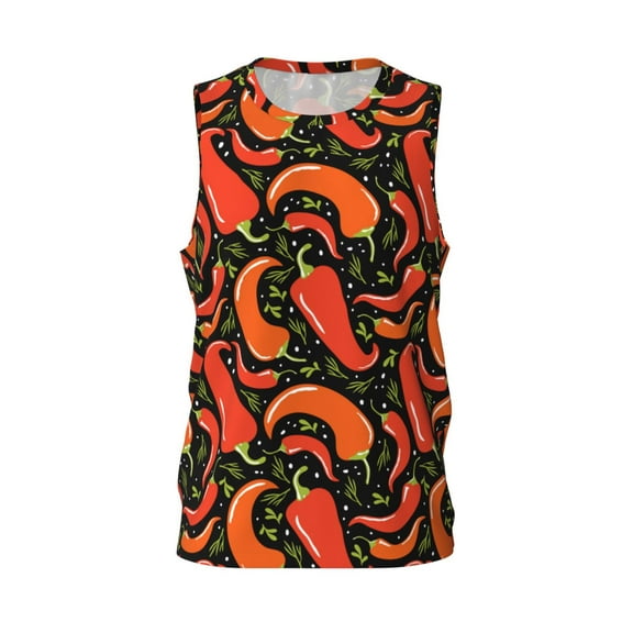 Easygdp Red Hot Chili Men's Mesh Basketball Jersey Quick Drying Sleeveless Shirts Fitted Muscle Tank Tops Sport Round Neck T-Shirt - Large