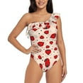 thumbnail image 1 of Easygdp Red Ladybug Women's One Shoulder Ruffle Monokini Bathing Suits with Removable Chest Pad, Quick Drying - Small, 1 of 8