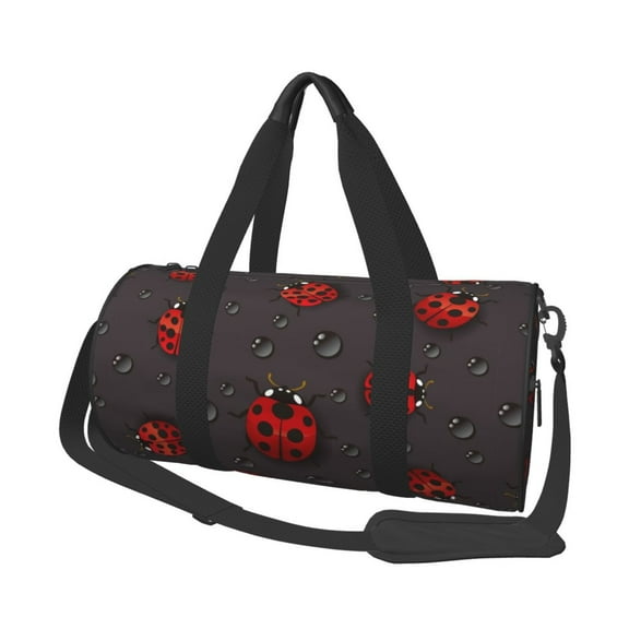 Easygdp Red Ladybugs Travel Bag, Camping, Weekend, Carry On Overnight Duffel Bag with Shoulder Strap
