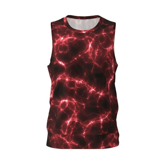 Easygdp Red Line Men's Mesh Basketball Jersey Quick Drying Sleeveless Shirts Fitted Muscle Tank Tops Sport Round Neck T-Shirt - 4X-Large