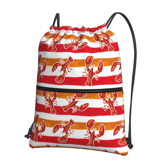 Easygdp Red Lobster Drawstring Backpack Gym Bag,Sport Gym Sackpack,Gym Sack with Side Pocket for Men Women