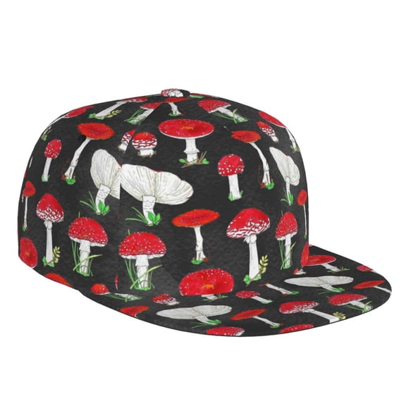 Easygdp Red Mushrooms Baseball Cap with Adjustable Flat Suitable for Head Circumference 22.4-23.6 in