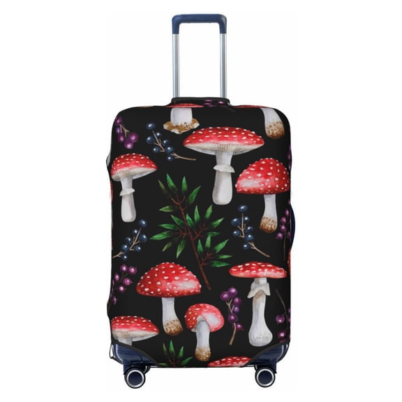 Easygdp Red Mushrooms Double-Sided Printed Elastic Suitcase Protective Cover,Invisible Zipper, Business Trip Luggage Cases,Washable And Resistant To Falling -Small