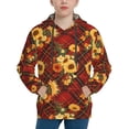 thumbnail image 1 of Easygdp Red Plaid Sunflower Boys Hoodie Kids Sweatshirt Youth Pullover With Hood-Medium, 1 of 6