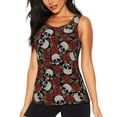 thumbnail image 1 of Easygdp Red Rose Skull Women's Workout Tank Top, Running Top, Hiking Shirt, Quick-Dry for Running, Yoga, Hiking - Large, 1 of 9