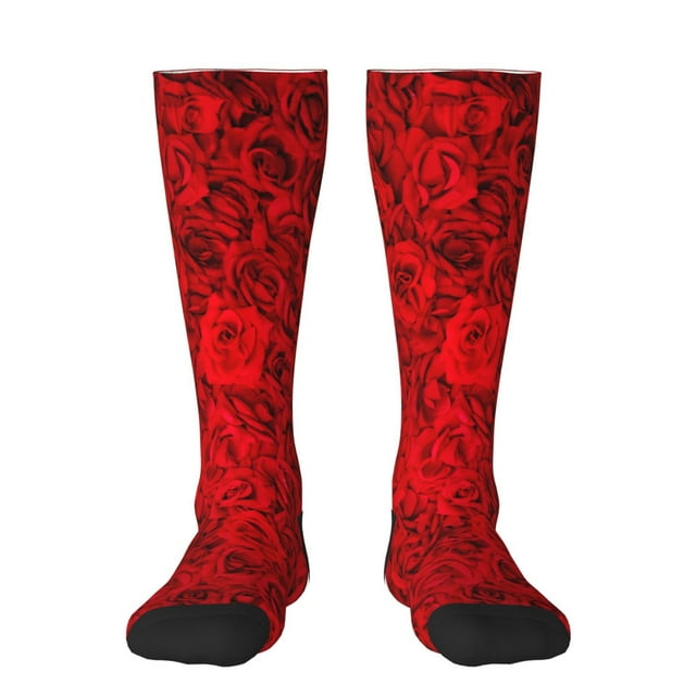 Easygdp Red Rose Soccer Socks Sport Knee High Socks Calf Compression ...