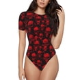 thumbnail image 1 of Easygdp Red Skulls Women's One-Piece Swimsuit Slim Fit Crew Neck Bodysuit Athletic Swimwear with Concealed Buckle - Medium, 1 of 9