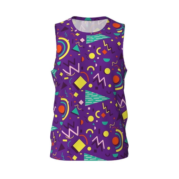 Easygdp Retro 80s Style Men's Mesh Basketball Jersey Quick Drying Sleeveless Shirts Fitted Muscle Tank Tops Sport Round Neck T-Shirt - Large