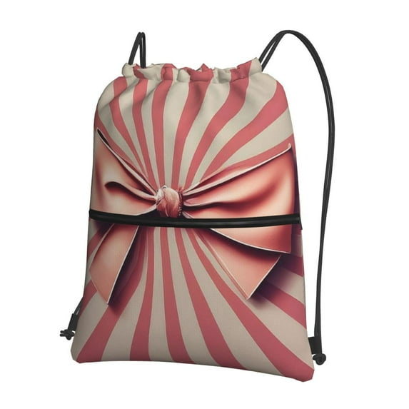 Easygdp Retro Bow Drawstring Backpack Gym Bag,Sport Gym Sackpack,Gym Sack with Side Pocket for Men Women