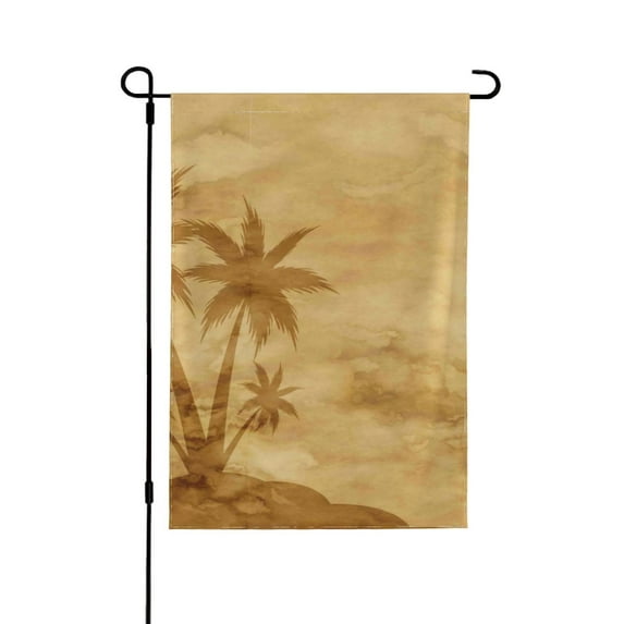 Easygdp Retro Palm Tree Garden Flag Yard Flag Welcome Flag, Double-Sided, Weather Resistant for Outdoor Decor - 28"x40"