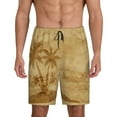 thumbnail image 1 of Easygdp Retro Palm Tree Men's Short Pajama Pants, Sleep Shorts, Household Pants, Casual Pants with Pockets - Medium, 1 of 9