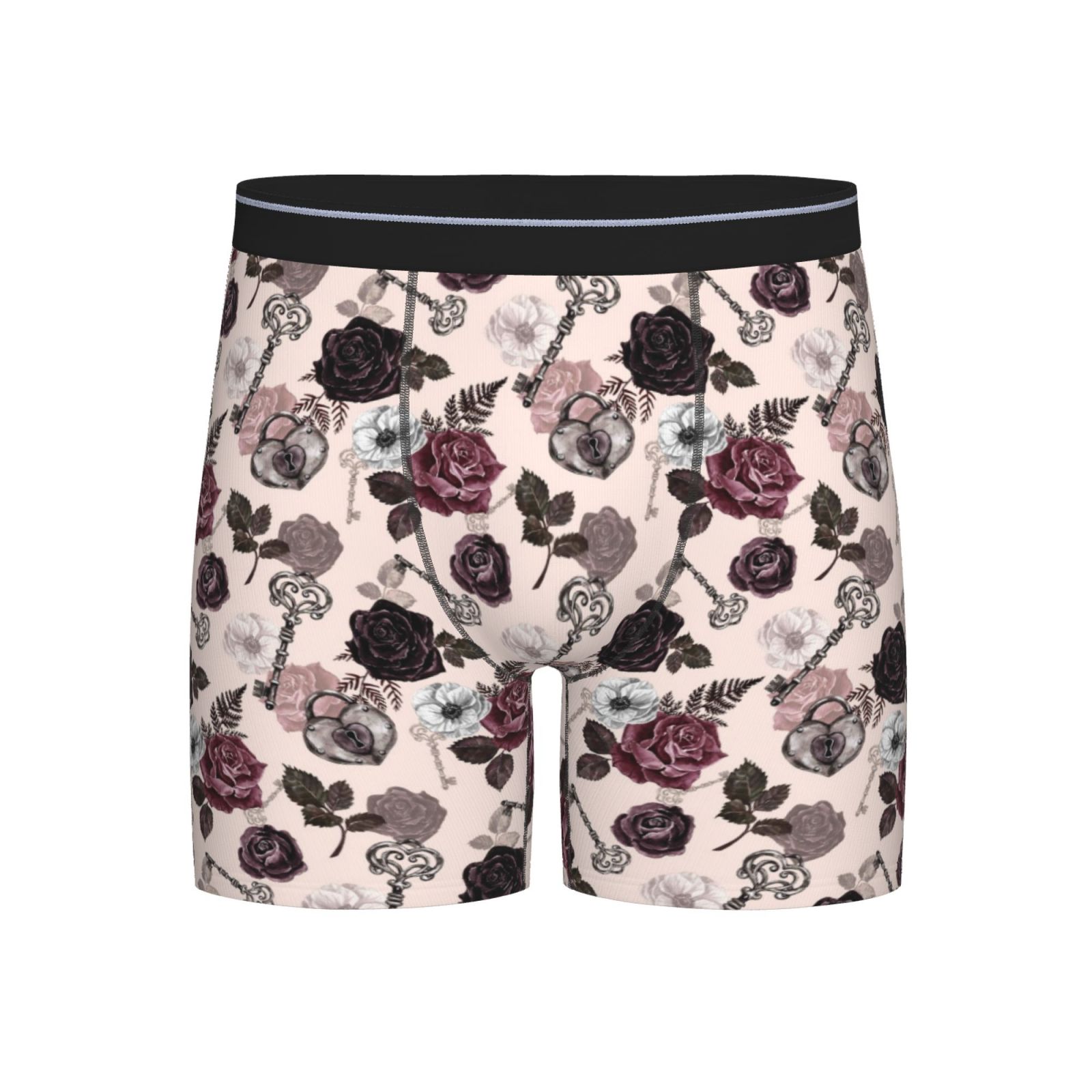 Easygdp Retro Red Black Roses Men's Boxer Briefs Men’s Underwear Boxer ...