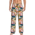 thumbnail image 1 of Easygdp Retro Summer Stamp Men's Pajama Pant, Sleep Elastic Waistband Lounge Pants - Small, 1 of 9
