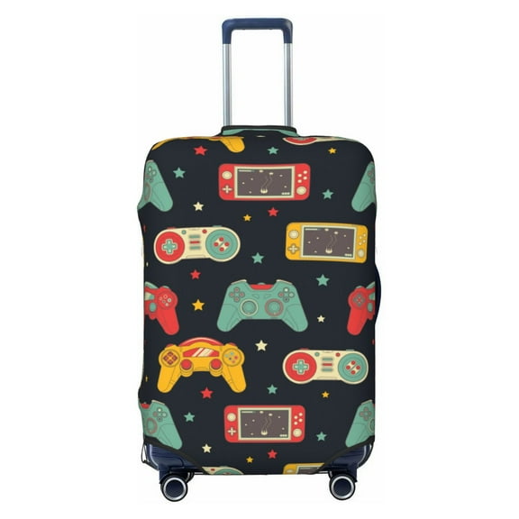 Easygdp Retro Video Game Double-Sided Printed Elastic Suitcase Protective Cover,Invisible Zipper, Business Trip Luggage Cases,Washable And Resistant To Falling -Small